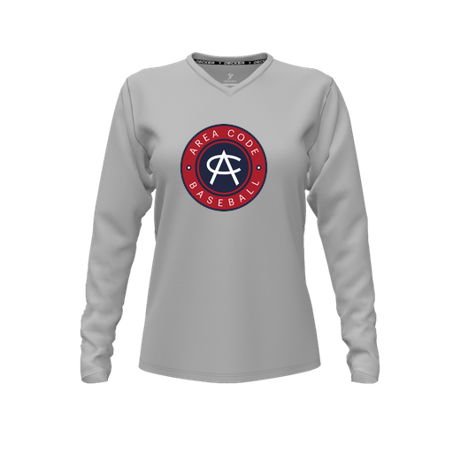 [FTLVCFGY-FYXS-LOGO1] Decker Comfort T-Shirt (Female Youth XS, Gray, V Neck, Logo 1, Long Sleeve)